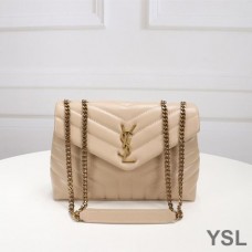 Saint Laurent Small Loulou Chain Bag In Y Matelasse Leather Apricot/Gold