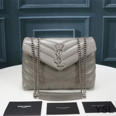 Saint Laurent Small Loulou Chain Bag In Y Matelasse Leather Grey/Silver