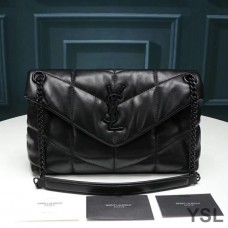 Saint Laurent Small Loulou Puffer Bag In Quilted Lambskin Black