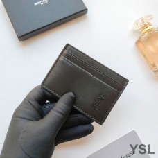 Saint Laurent Tiny Monogram Card Case In Smooth Leather Black