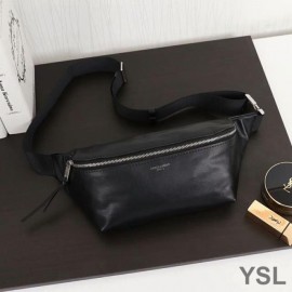 Saint Laurent Classic Monogram Belt Bag In Soft Black Leather Black/Silver