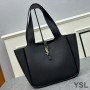 Saint Laurent Bea Tote In Grained Leather Black