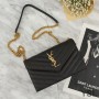 Saint Laurent Envelope Chain Wallet In Textured Matelasse Leather Black/Gold