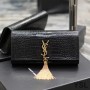 Saint Laurent Kate Clutch with Tassel In Crocodile Embossed Leather Black/Gold