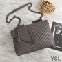Saint Laurent Large Classic College Chain Bag In Matelasse Leather Grey/Silver
