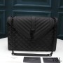 Saint Laurent Large Envelope Chain Bag In Mixed Grained Matelasse Leather Black