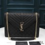 Saint Laurent Large Envelope Chain Bag In Mixed Grained Matelasse Leather Black/Gold