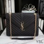 Saint Laurent Large Envelope Chain Bag In Textured Matelasse Leather Black/Gold