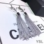 Saint Laurent Loulou Earrings With Chain Tassels In Brass Silver