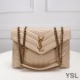 Saint Laurent Medium Loulou Chain Bag In Y Matelasse Leather Apricot/Gold