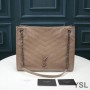 Saint Laurent Medium Niki Shopping Bag In Crinkled Vintage Leather Apricot/Silver