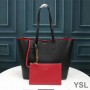 Saint Laurent Shopping Bag In Leather Black/Red