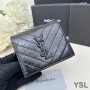 Saint Laurent Small Cassandra Bifold Wallet In Crinkled Matelasse Leather Black