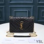 Saint Laurent Small Envelope Chain Bag In Mixed Grained Matelasse Leather Black/Gold
