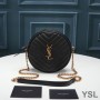Saint Laurent Vinyle Round Camera Bag In Grained Matelasse Leather Black/Gold
